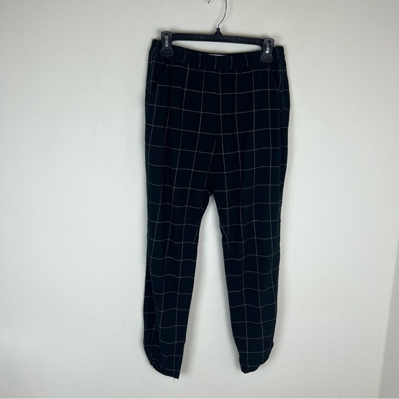 Marine Layer Pull On Allison Ankle Pants Size M Black Windowpane Lightweight - Picture 4 of 7